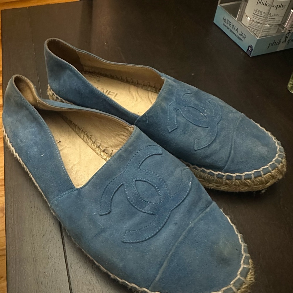 CHANEL Women’s Blue Suede Espadrilles